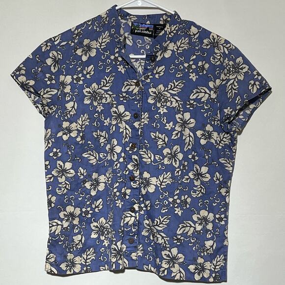 Pataloha Short Sleeve Button Up Floral Casual Shirt Lavender Womens Size Medium - Picture 1 of 7